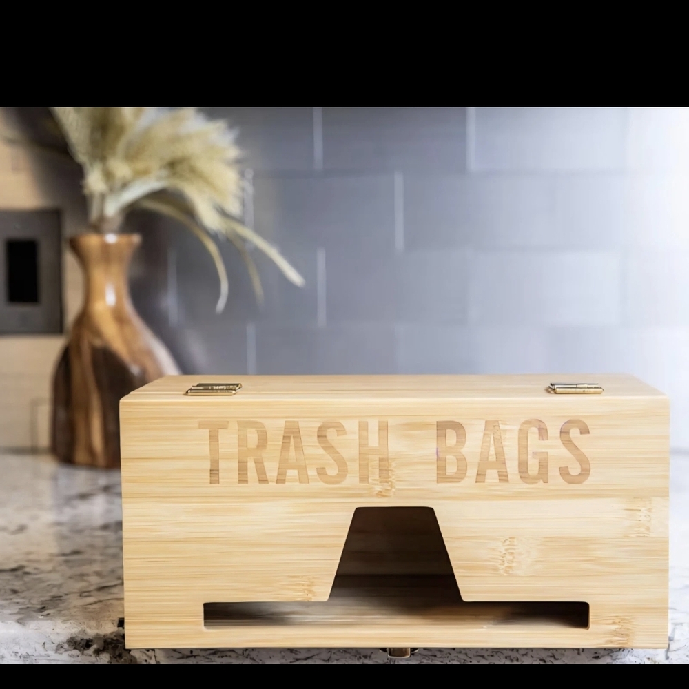 Garbage Bag Dispenser Bamboo Wood , Wood Storage